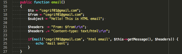 HtmlExporter email method