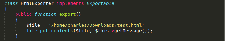 HtmlExporter.php with export method